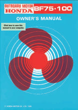 Load image into Gallery viewer, HONDA BF75 BF100 1985 OWNERS MANUAL IN ENGLISH OUTBOARD MOTOR
