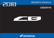 Load image into Gallery viewer, HONDA CB300F CB300FA 2018 OWNERS MANUAL IN ENGLISH MOTORCYCLE
