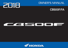 Load image into Gallery viewer, HONDA CB500F CB500FA 2018 OWNERS MANUAL IN ENGLISH MOTORCYCLE
