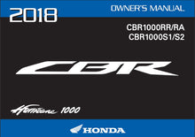Load image into Gallery viewer, HONDA CBR1000RR CBR1000RA CBR1000S1 CBR1000S2 2018 OWNERS MANUAL IN ENGLISH MOTORCYCLE
