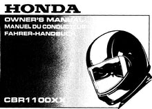 Load image into Gallery viewer, HONDA CBR1100XX OWNERS MANUAL MANUEL DU CONDUCTEUR FAHRER-HANDBUCH IN ENG FRANC DEUT MOTORCYCLE MOTO MOTORRAD
