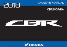 Load image into Gallery viewer, HONDA CBR300R CBR300RA 2018 OWNERS MANUAL IN ENGLISH MOTORCYCLE
