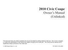 Load image into Gallery viewer, HONDA CIVIC COUPE 2010 OWNERS MANUAL IN ENGLISH MOTOR CAR
