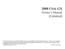 Load image into Gallery viewer, HONDA CIVIC GX 2008 OWNERS MANUAL IN ENGLISH MOTOR CAR
