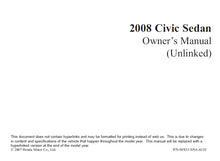 Load image into Gallery viewer, HONDA CIVIC SEDAN 2008 OWNERS MANUAL IN ENGLISH MOTOR CAR
