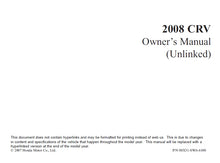 Load image into Gallery viewer, HONDA CR-V 2008 OWNERS MANUAL IN ENGLISH MOTOR CAR
