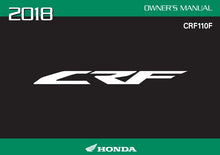 Load image into Gallery viewer, HONDA CRF110F 2018 OWNERS MANUAL IN ENGLISH MOTORCYCLE
