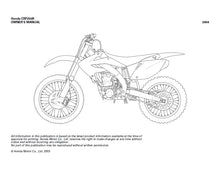 Load image into Gallery viewer, HONDA CRF250R OWNERS MANUAL IN ENGLISH MOTOCROSS MOTORCYCLE
