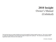 Load image into Gallery viewer, HONDA INSIGHT 2010 OWNERS MANUAL IN ENGLISH MOTOR CAR
