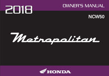 Load image into Gallery viewer, HONDA NCW50 METROPOLITAN 2018 OWNERS MANUAL IN ENGLISH MOTORCYCLE
