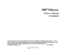 Load image into Gallery viewer, HONDA ODYSSEY 2007 OWNERS MANUAL IN ENGLISH MOTOR CAR
