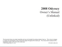 Load image into Gallery viewer, HONDA ODYSSEY 2008 OWNERS MANUAL IN ENGLISH MOTOR CAR
