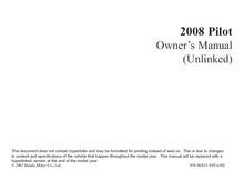 Load image into Gallery viewer, HONDA PILOT 2008 OWNERS MANUAL IN ENGLISH MOTOR CAR

