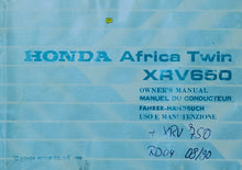 Load image into Gallery viewer, HONDA XRV650 AFRICA TWIN OWNERS MANUAL MANUEL DU CONDUCTEUR FAHRER-HANDBUCH USO E MANUTEZIONE IN ENG FRANC DEUT ITAL MOTORCYCLE
