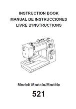 Load image into Gallery viewer, JANOME 521 SEWIST INSTRUCTION BOOK ENGLISH ESPANOL FRANCAIS SEWING MACHINE
