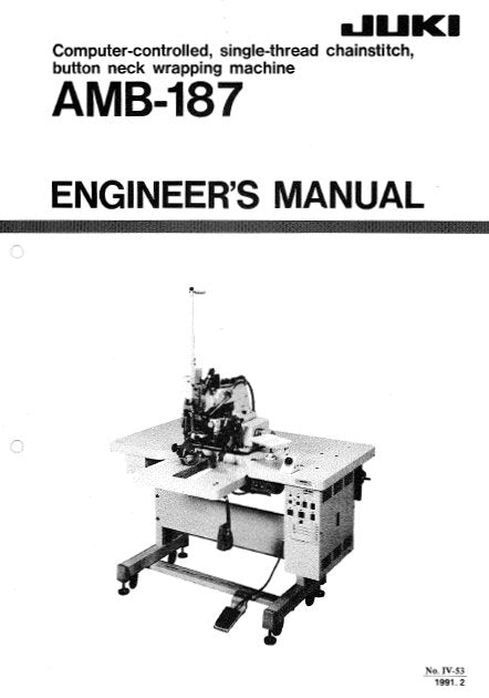 JUKI AMB-187 ENGINEERS MANUAL ENGLISH SEWING MACHINE