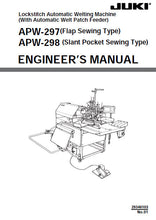 Load image into Gallery viewer, JUKI APW-297 APW-298 ENGINEERS MANUAL ENGLISH SEWING MACHINE
