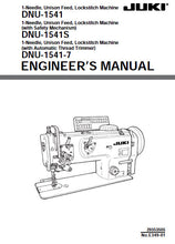 Load image into Gallery viewer, JUKI DNU-1541 DNU-1541S DNU-1541-7 ENGINEERS MANUAL ENGLISH SEWING MACHINE
