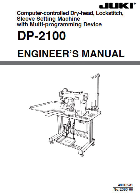 JUKI DP-2100 ENGINEERS MANUAL ENGLISH SEWING MACHINE