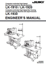 Load image into Gallery viewer, JUKI LK-1910 LK-1920 LK-1930 ENGINEERS MANUAL ENGLISH SEWING MACHINE
