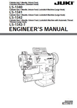 Load image into Gallery viewer, JUKI LS-1340 LS-1341 LS-1342 LS-1342-7 ENGINEERS MANUAL ENGLISH SEWING MACHINE
