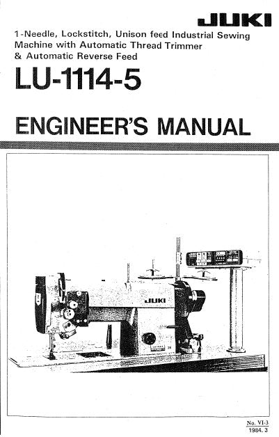 JUKI LU-1114-5 ENGINEERS MANUAL ENGLISH SEWING MACHINE