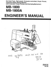Load image into Gallery viewer, JUKI MB-1800 MB-1800A ENGINEERS MANUAL ENGLISH SEWING MACHINE
