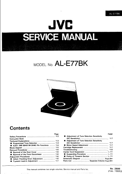 JVC AL-E77BK SERVICE MANUAL BOOK IN ENGLISH LINEAR-TRACKING FULLY AUTOMATIC TURNTABLE