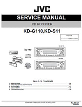 Load image into Gallery viewer, JVC KD-G110 KD-S11 SERVICE MANUAL IN ENGLISH CD RECEIVER
