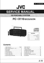 Load image into Gallery viewer, JVC PC-X110 SERVICE MANUAL IN ENGLISH CD PORTABLE SYSTEM
