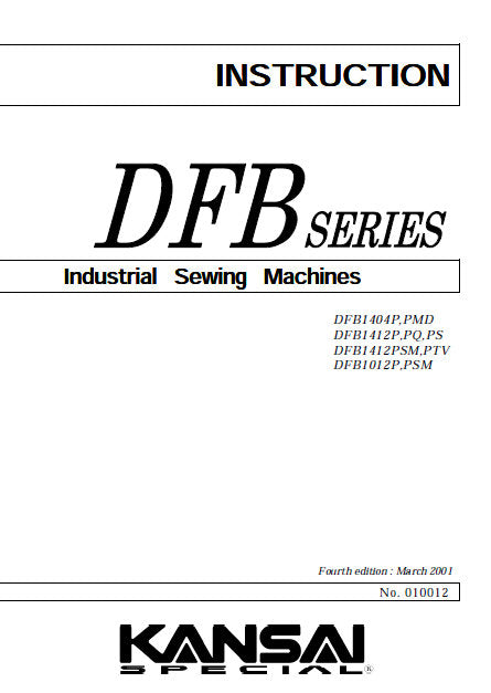 KANSAI DFB SERIES INSTRUCTION MANUAL IN ENGLISH SEWING MACHINE