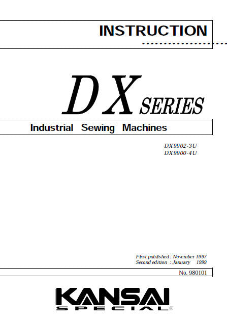 KANSAI DX SERIES INSTRUCTION MANUAL IN ENGLISH SEWING MACHINE