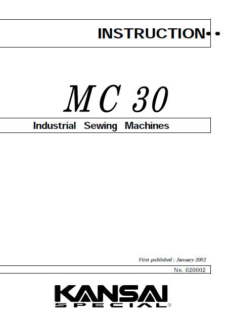 KANSAI MC30 INSTRUCTION MANUAL IN ENGLISH SEWING MACHINE