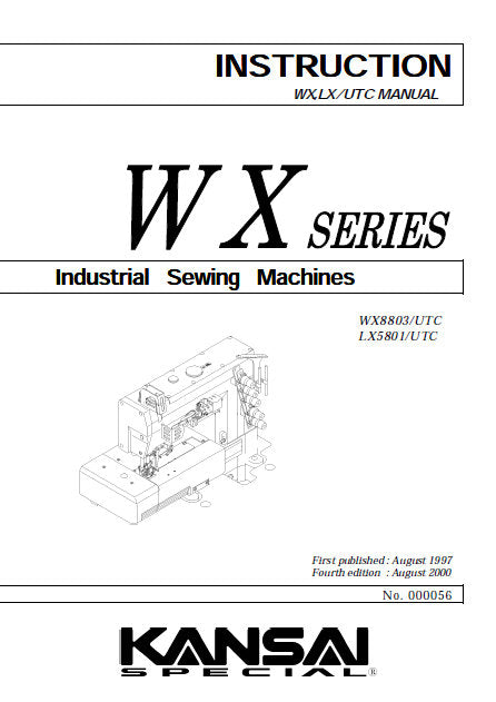 KANSAI WX SERIES UTC INSTRUCTION MANUAL IN ENGLISH SEWING MACHINE