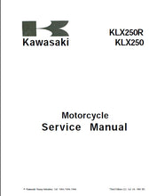 Load image into Gallery viewer, KAWASAKI KLX250R KLX250 SERVICE MANUAL IN ENGLISH MOTORCYCLE
