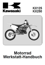 Load image into Gallery viewer, KAWASAKI KX125 KX250 2002-2005 WERKSTATT-HANDBUCH DEUTSCH MOTORRAD
