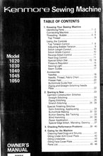 Load image into Gallery viewer, KENMORE 1020 1030 1040 1045 1050 OWNERS MANUAL ENGLISH SEWING MACHINE
