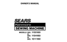 Load image into Gallery viewer, KENMORE 385.1155180 385.1154180 385.1011180 INSTRUCTION MANUAL ENGLISH SEWING MACHINE
