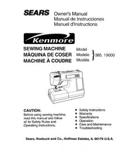 Load image into Gallery viewer, KENMORE 385.19000 OWNERS MANUAL MANUAL DE INSTRUCCIONES MANUEL D'INSTRUCTIONS ENG ESP FRANC SEWING MACHINE MAQUINA DE COSER MACHINE A COUDRE
