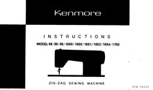 Load image into Gallery viewer, KENMORE 68 95 96 1600 1650 1651 1652 1654 1750 INSTRUCTION MANUAL ENGLISH SEWING MACHINE
