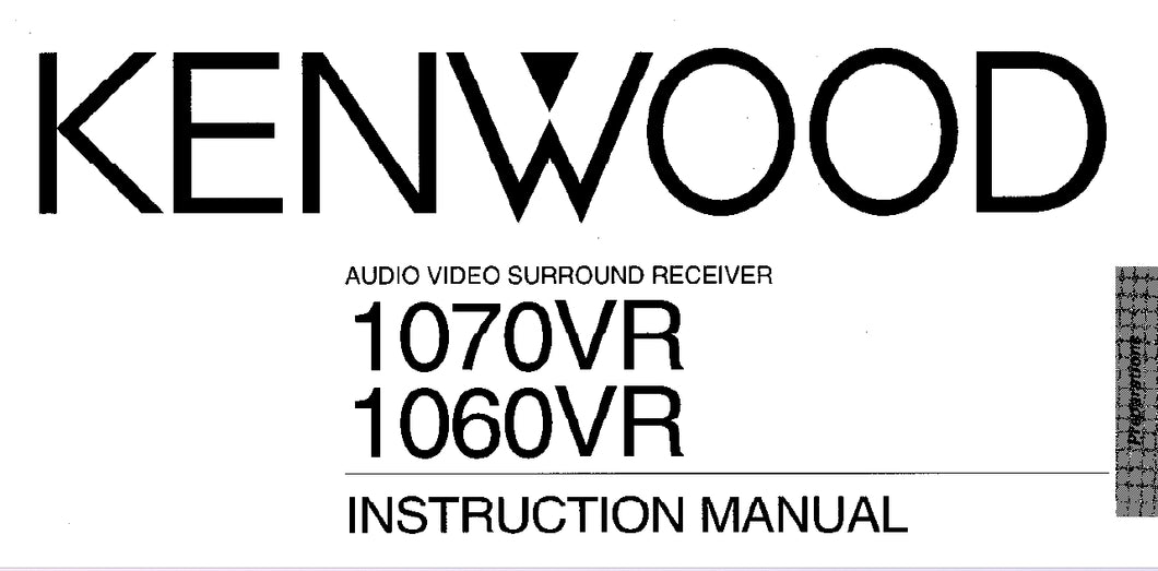 KENWOOD 1070VR 1060VR INSTRUCTION MANUAL ENGLISH AV SURROUND RECEIVER