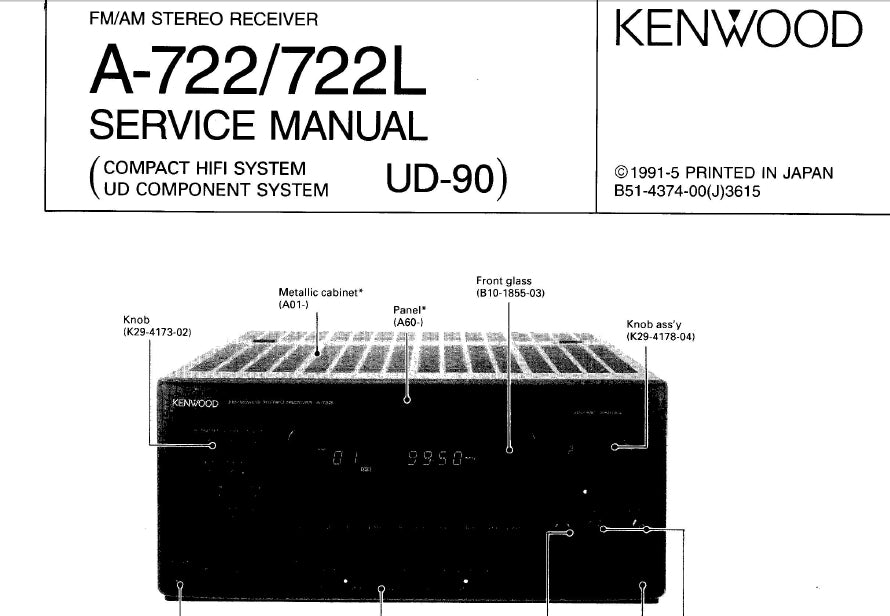 KENWOOD A-722 A-722L SERVICE MANUAL ENGLISH FM AM STEREO RECEIVER