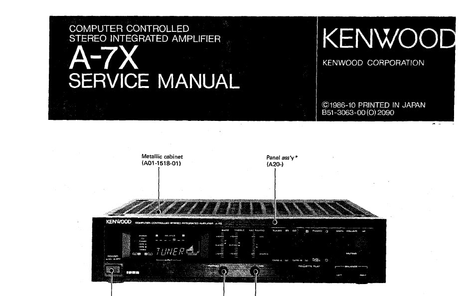 KENWOOD A-7X SERVICE MANUAL ENGLISH COMPUTER CONTROLLED STEREO INTEGRATED AMPLIFIER