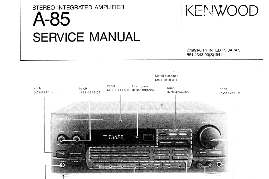 KENWOOD A-85 SERVICE MANUAL ENGLISH STEREO INTEGRATED AMPLIFIER