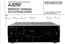 Load image into Gallery viewer, KENWOOD A-87 A-97 SERVICE MANUAL ENGLISH STEREO INTEGRATED AMPLIFIER
