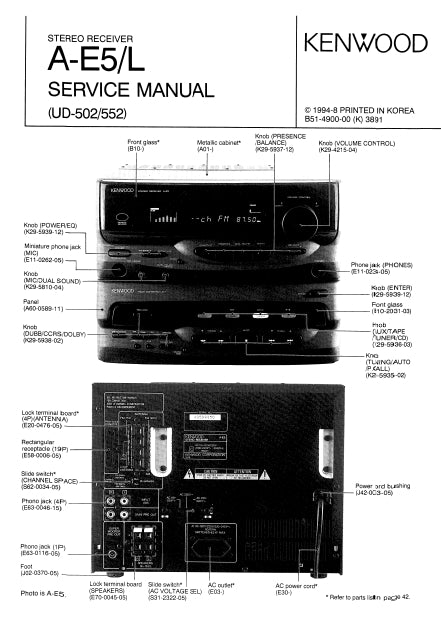 KENWOOD A-E5 A-E5L SERVICE MANUAL ENGLISH STEREO RECEIVER