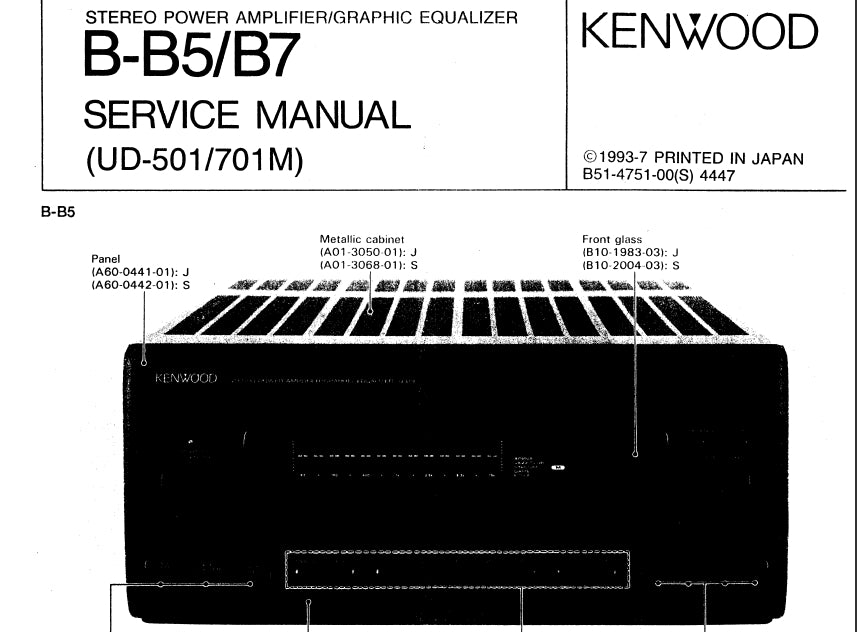 KENWOOD B-B5 B-B7 SERVICE MANUAL ENGLISH STEREO POWER AMPLIFIER/GRAPHIC EQUALIZER