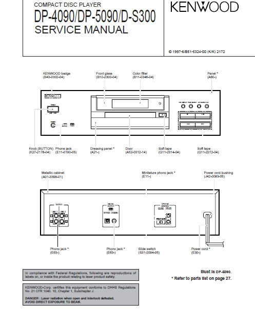 KENWOOD DP-4090 DP-5090 D-S300 SERVICE MANUAL ENGLISH CD PLAYER