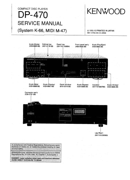 KENWOOD DP-470 SERVICE MANUAL ENGLISH CD PLAYER