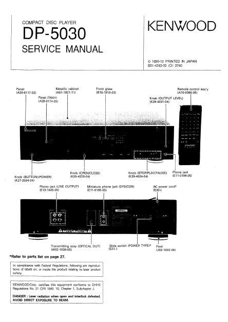 KENWOOD DP-5030 SERVICE MANUAL ENGLISH CD PLAYER